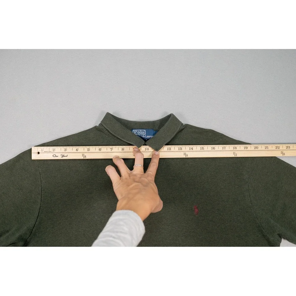 Polo Ralph Lauren Mens Medium Olive Green Heather Short Sleeve Polo Shirt USA